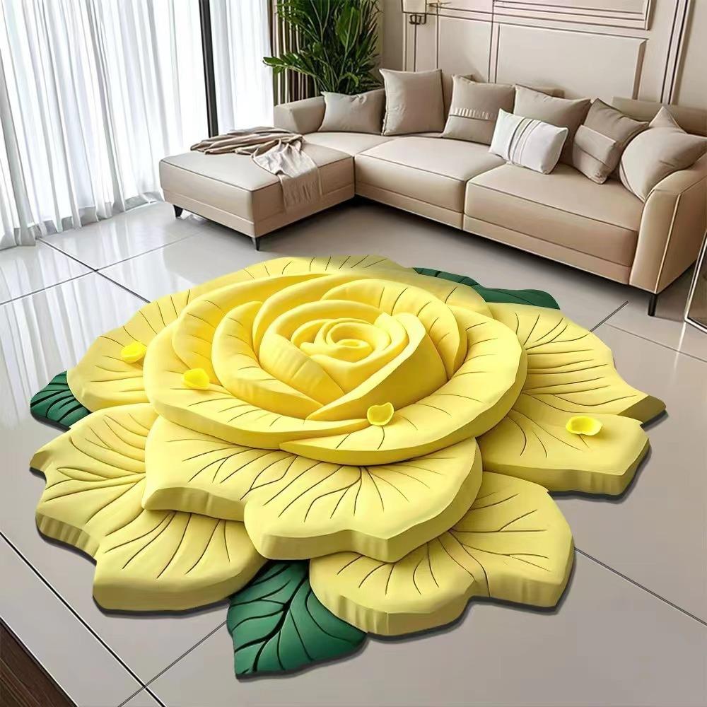 

Non-slip Rose Floor Mat Soft Door Gasket Washable Bathroom Floor Mat for Living Room Bedroom 40*40cm жовтий
