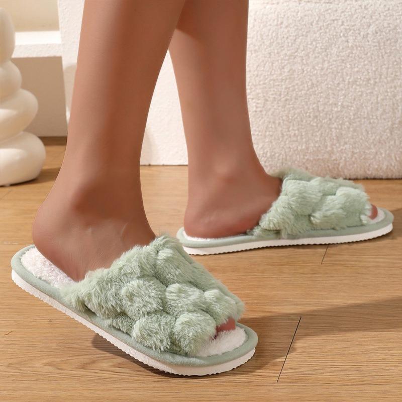 New Mao Mao slippers home use thick bottom warm non-slip cotton mop thickened piled open cotton slippers