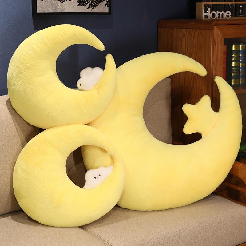 Cute Cartoon Moon And Star Plush Pillow Toy For Girls