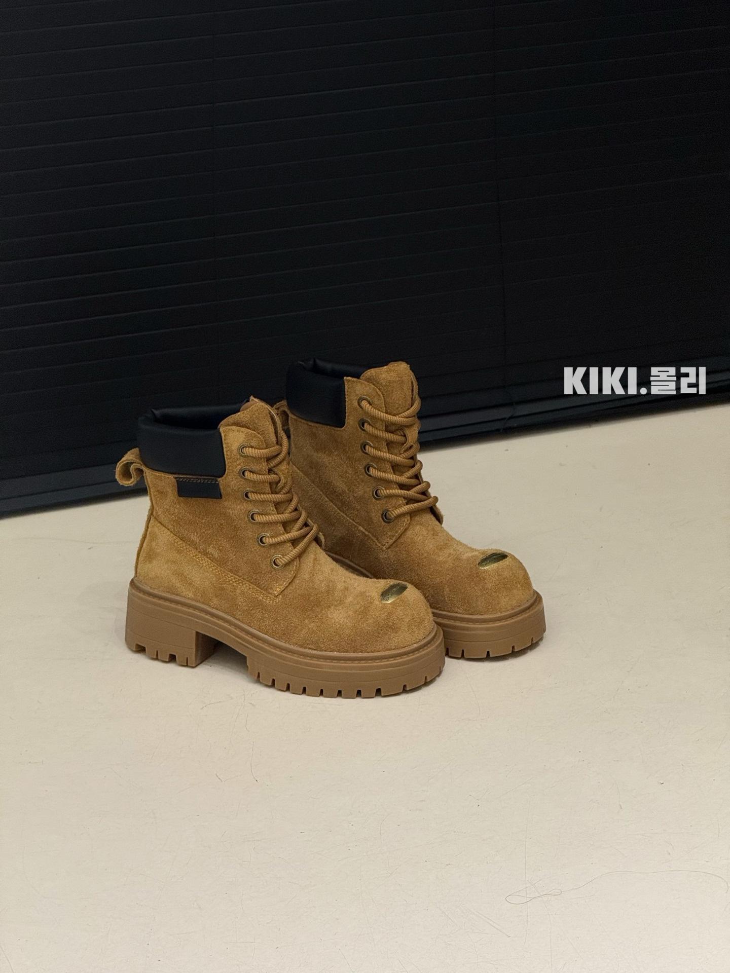 

2025 summer high-end couple short boots thick-soled heightening boots leather Martin boots women s British style casual tooling boots 35