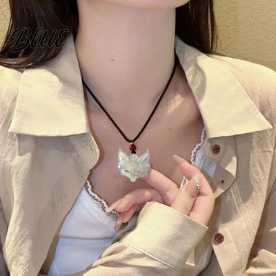 Lightweight Plastic Necklace Fox Mask Guardian Traditional Chinese Aesthetic Pendant