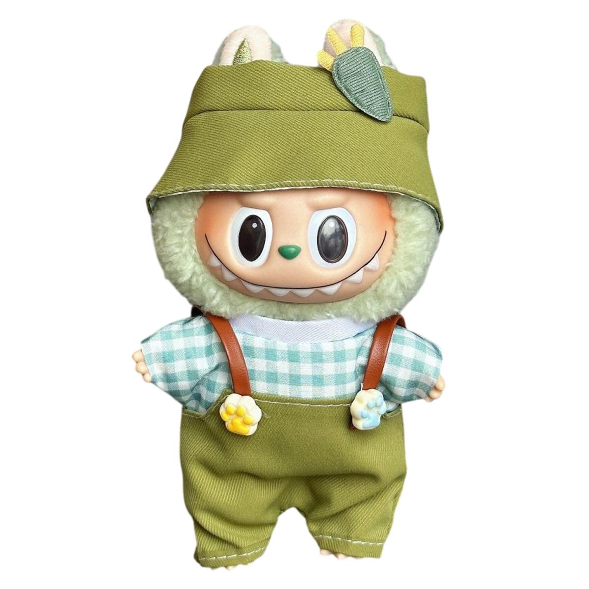 

Doll Clothes Overalls Set with Hat for 17cm 1st/2nd/3rd Figures Outfit Accessories (No Doll)