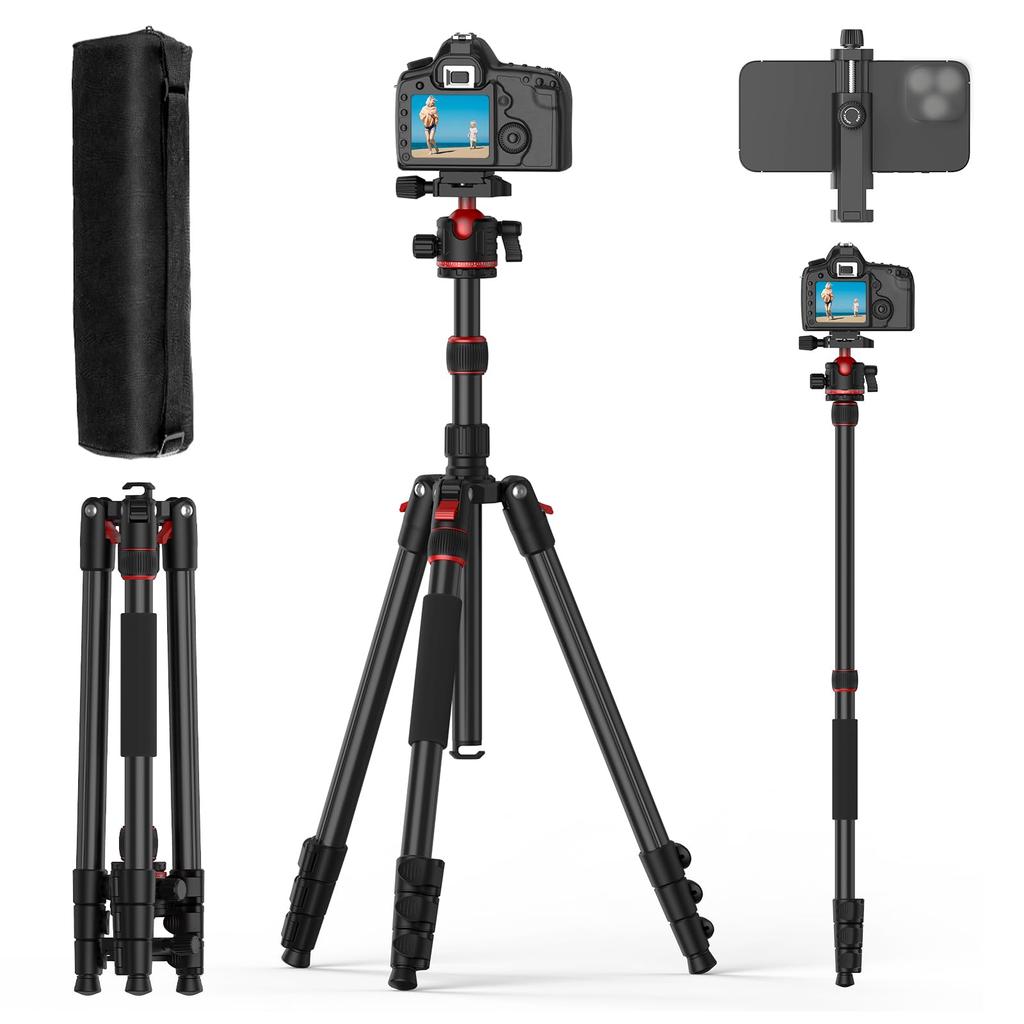 XXZU Camera SLR Smartphone Video Travel Quick Panoramic Ball Reversible Center Storage Case 10kg Load Compatible with Digital and Smartphones Tripod,