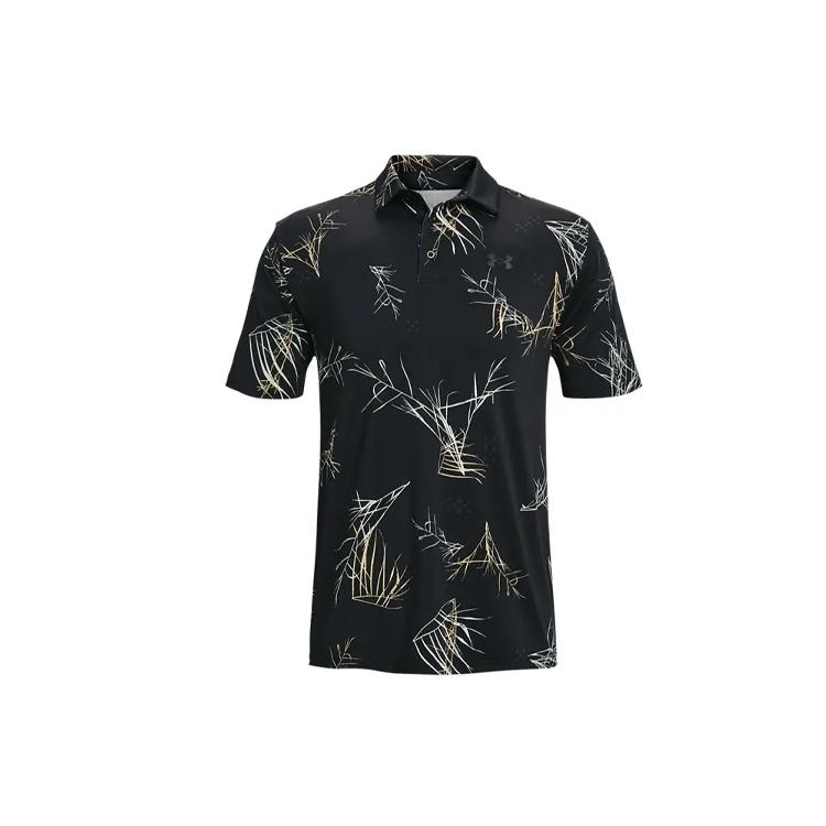 Under Armour Polo Shirts Men's Black Polo Collar Moderate Straight Fit 1327037-052
