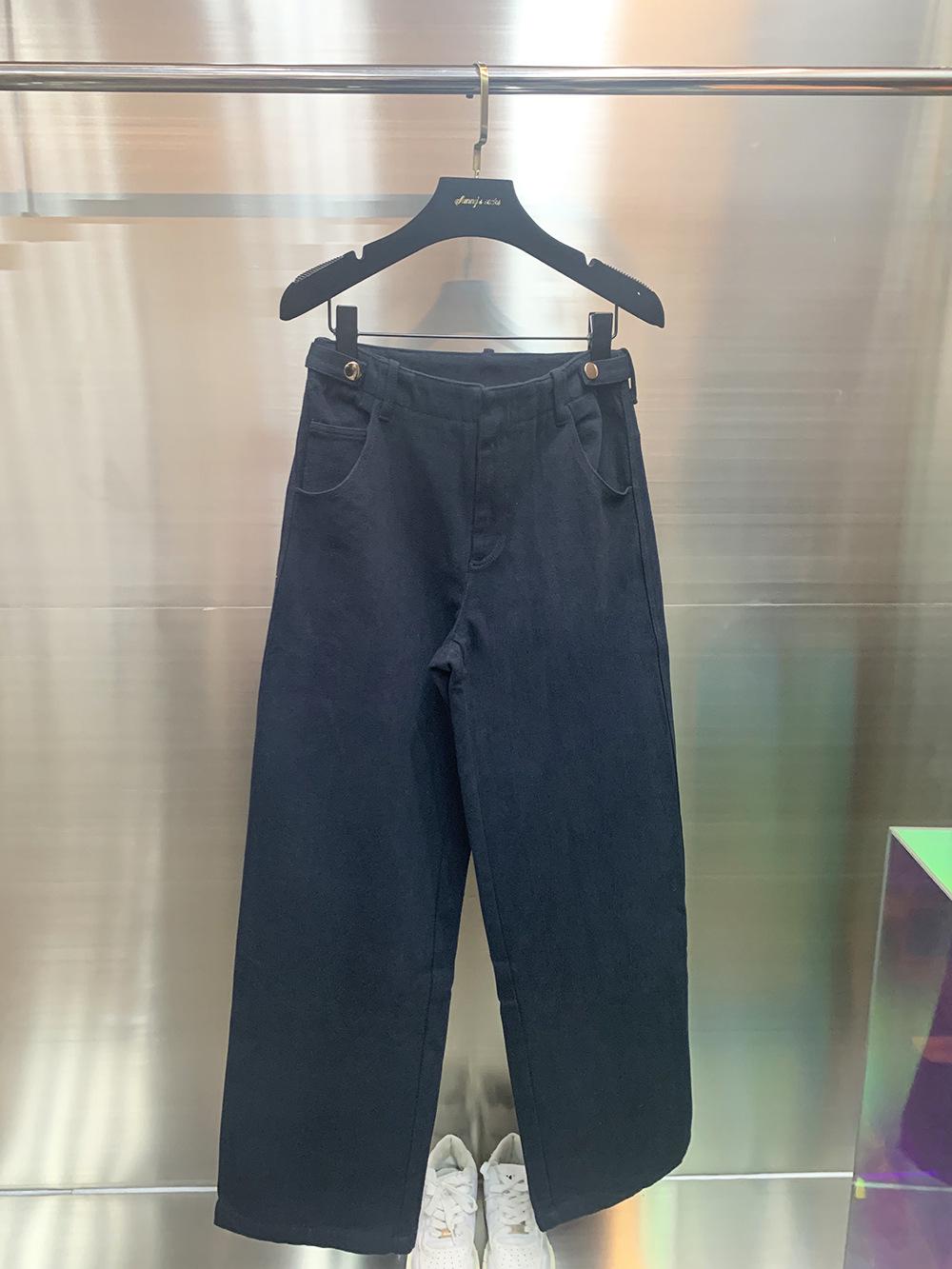 

2025 New Women s Stylish High-Waisted Slimming Straight-Leg Pants - Versatile Wide-Leg and Narrow Version Casual Pants Large темно-синий