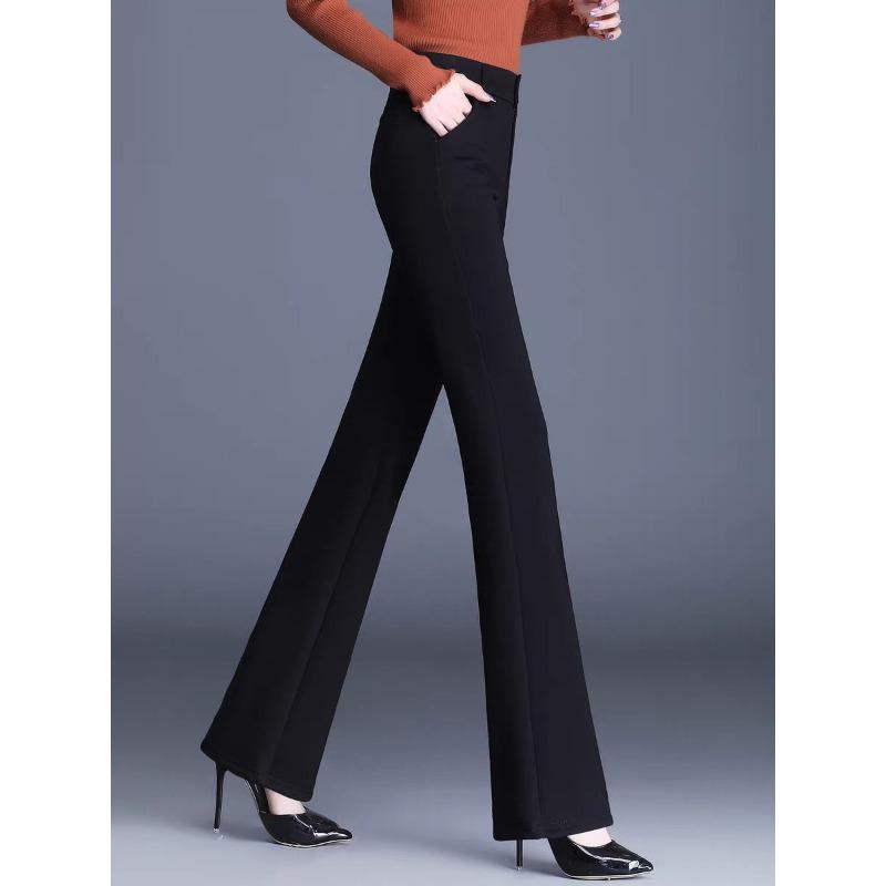 

Winter velvet thermal elastic suit pants, black micro-pull pants, children s spring and autumn new casual pants, flared pants, trousers s recommended 44kg or below
