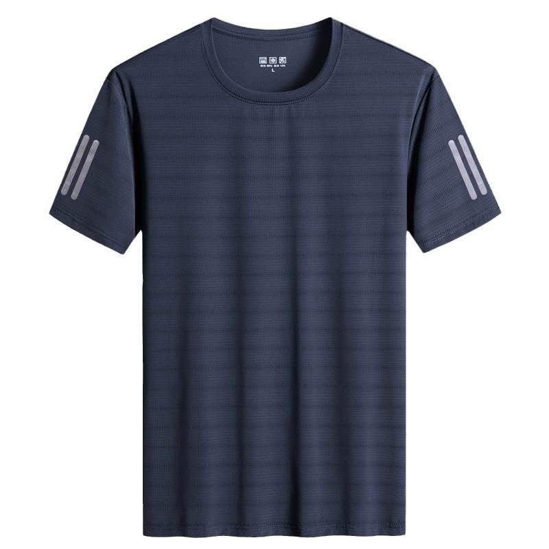 Summer Ice Silk Short-sleeved T-shirt Men's Mesh Thin High-grade Casual Joker T-shirt Quick-drying Sports Men.
