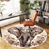 1PC Elephant Flowers Office Round Area Rug, Under Office Chairs Bedroom Living Room Home Decor, Carpet for Office -1110035