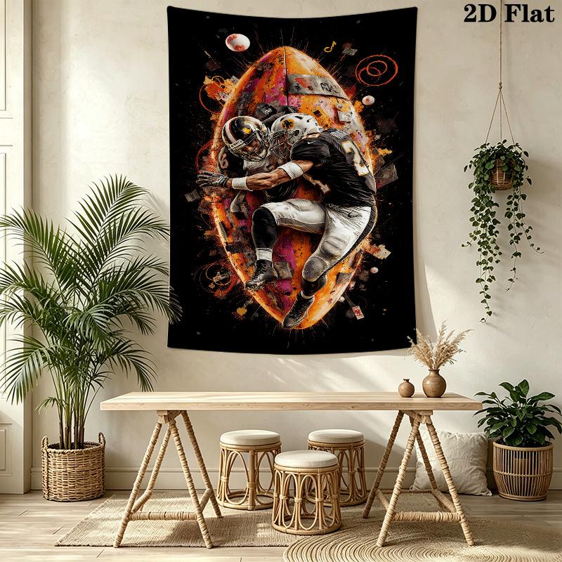 Football Wall Tapestry Aesthetic Wall Hanging Printed Fabric Blanket Decorative Tapestries for Bedroom Living Room Home Decor