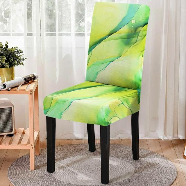 

Противообрастающий чехол для обеденного стула из спандекса с мраморным узором, противообрастающий чехол на сиденье «все включено», съемный защитный чехол для высокой спинки Universal Size