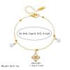 Gold Plated Clover Emerald Cubic Zirconia Pearl Bracelet