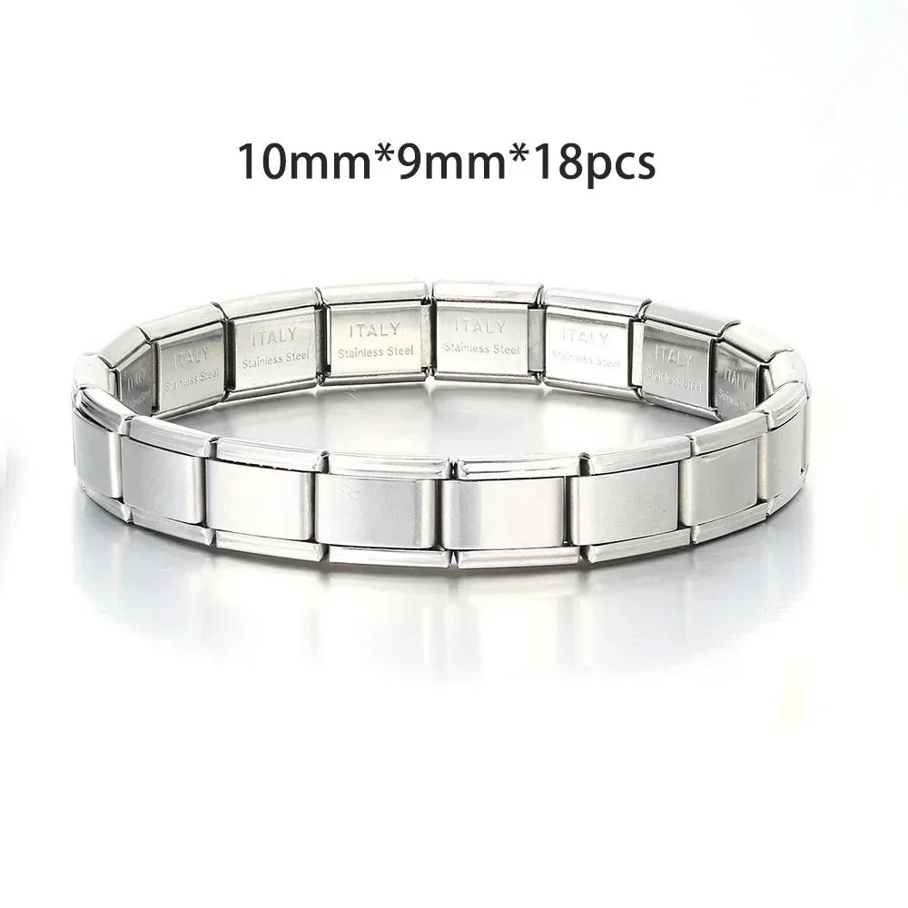 

For Women Men Italian Charm Link 9mm Width Silver Gold Color Stainless Steel Bracelets on Hand DIY Making Jewelry