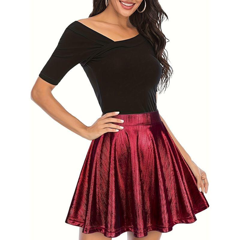

Solid Color Elastic Waist Half Length Skirt Pure Color Elastic Waist Skirt Burgundy XXL