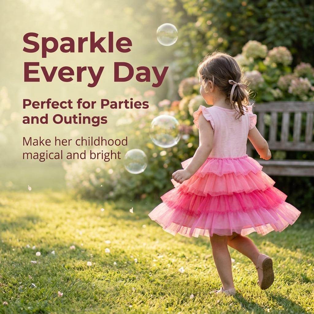 Girls' Short-Sleeve Dress Summer Cartoon Applique Round Neck Girl'S Tulle Dress Cute Princess Dress