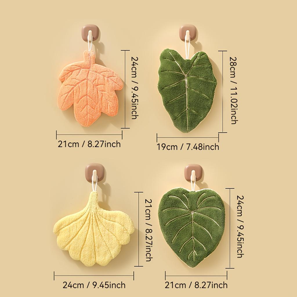 1pc Leaf-Shaped Hanging Hand Towel-Ultra Soft, Super Absorbent & Quick-Dry Bath&Kitchen Towel with Elegant Leaf Design