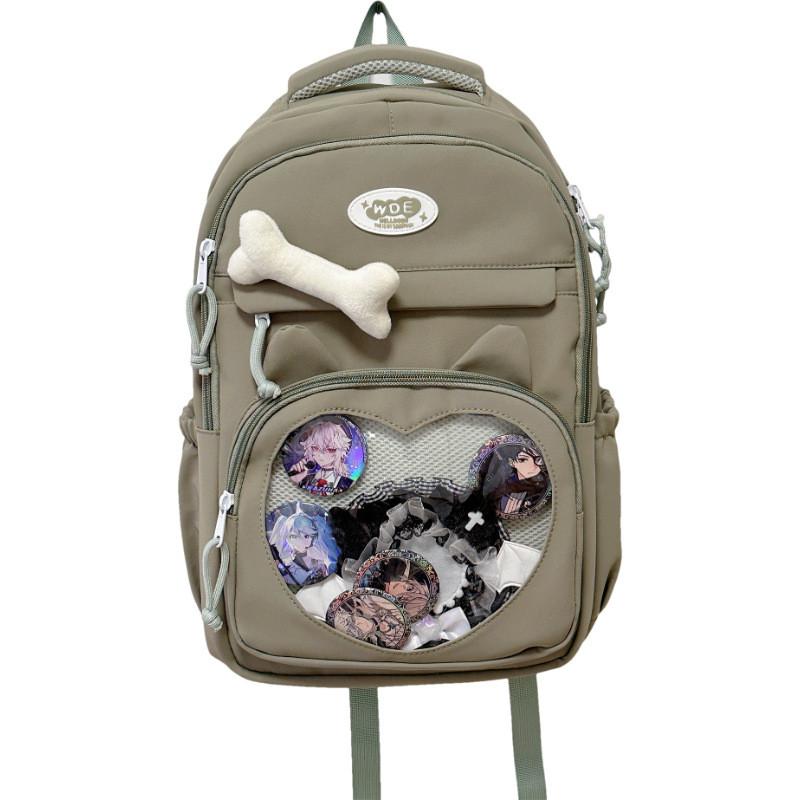 

Bag Shoulder Large Capacity Solid Color Backpack Unisex School Student Travel зелёный