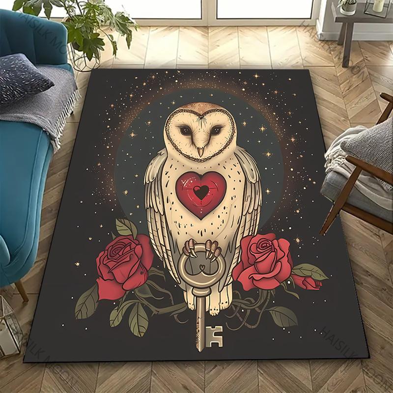 3D HD Printing Owl Print Rug Carpet for Bedroom Living Room Decor Area Rug for Sofa Washable Floor Mat Coffee Table Special Gift