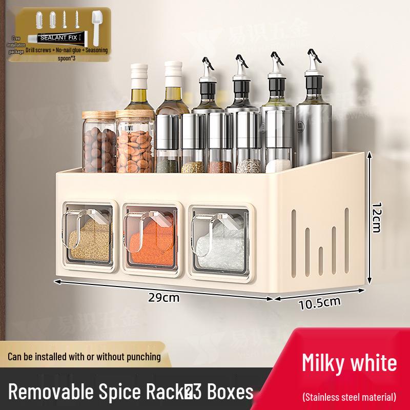 Punch-Free Wall-Mounted Kitchen Storage Rack & Spice Organizer Set
