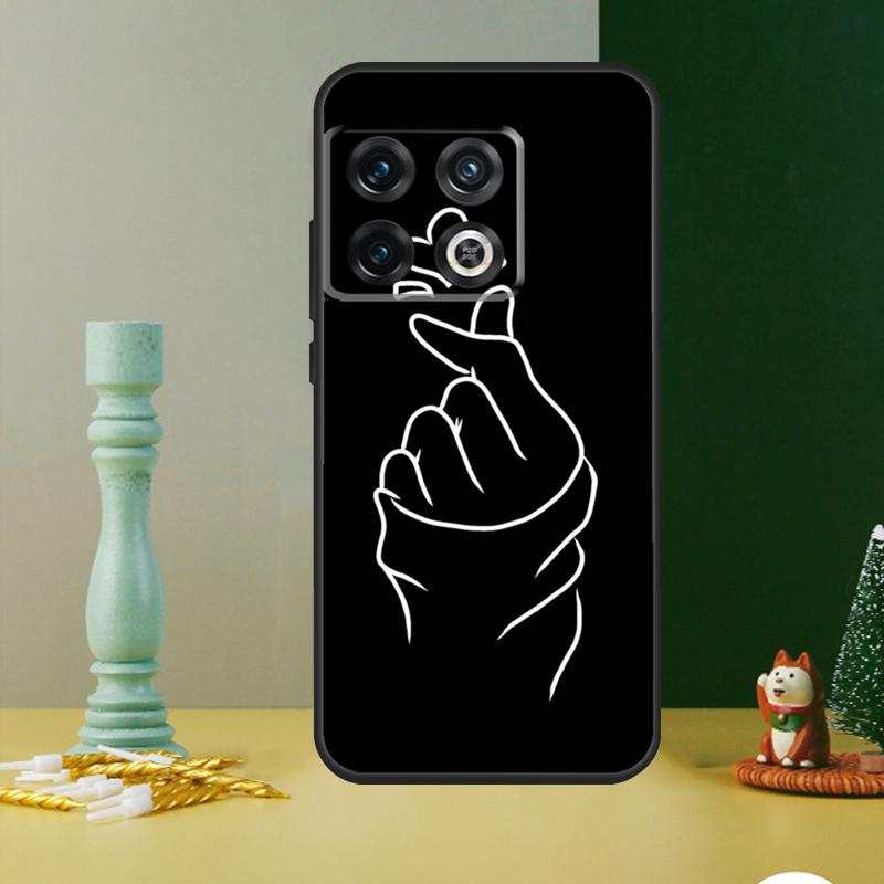 Korean Finger Heart Love Phone Case For OnePlus 13 12 11 13R 12R 10R 9 10 Pro 8T 9RT 10T Nord 4 CE 2 3 Lite N20 N30