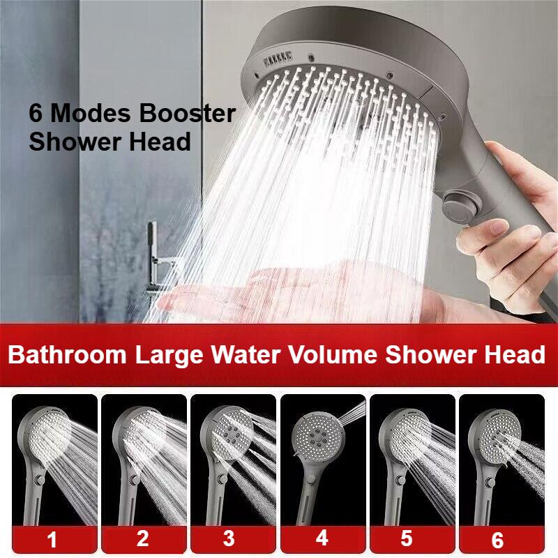 Multifunctional 6 Mode Adjustable Filter Sprayer Household Bathroom Large Water Volume ShowerHead Booster Handheld Shower Nozzle
