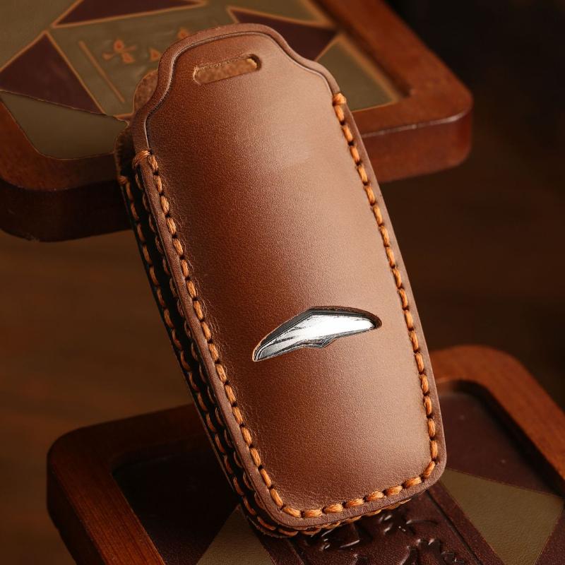 For Genesis Rohens Leather Car Key Cover Gv70 Rohens Gv80/G90 Car Key Full Package Protective Case