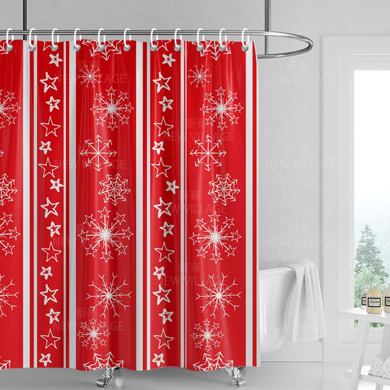 

Home shower curtains bathroom Decora waterproof fabric non-slip bathmat water absorption curtain Modern nordic Merry Christmas 90x180cm
