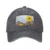 Block Sunflowers- Acrylic Baseball Cap Derby Hat Rave Black Golf Wear Unisex Women's