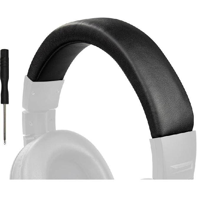 SOULWIT Protein Leather Headband Cover for Audio Technica ATH M40, M40X Headphones, Replacement Headstrap Pad Repair Part (Black)