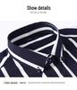 Men's Business Casual Striped Long Sleeve Shirt with Button-Down Collar