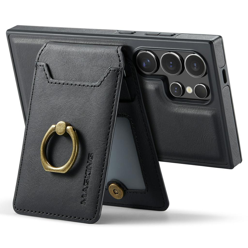 For Samsung Galaxy S25 Ultra Magnetic Case PC+TPU+PU Phone Cover with Card Holder