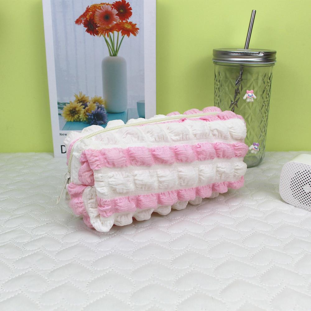 Lattice Case Pencil Cosmetic Bag With Soft Fabric High Storage Gift Capacity