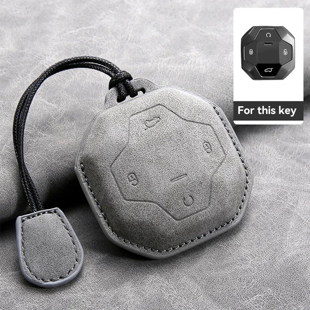 Leather Car Key Case Cover Protective Shell for Chery Jetour To Genesis Traveller T2 X90 X70 X95 DASHING X-1 Plus DTC L9 Kechain