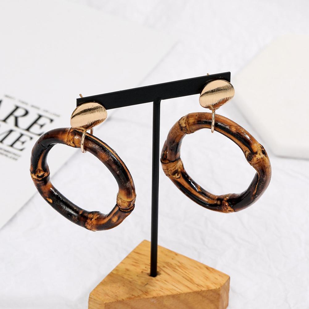 Women Fashion Bamboo Rattan All Matching Circle Earring