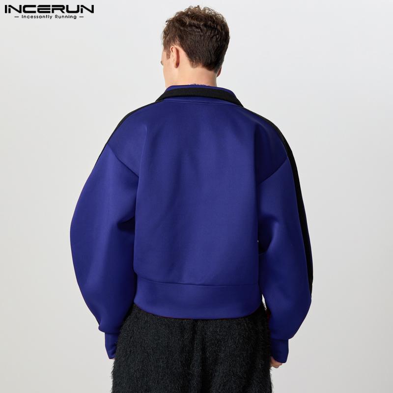 INCERUN Frühling Männer Langarm Reißverschluss Up Nähte Jacken Kurze Mäntel