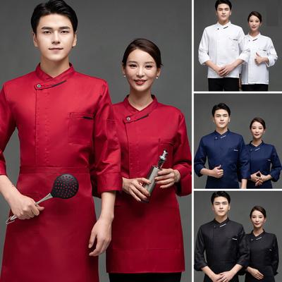 Einfarbig Langarm Stehkragen aufgesetzte Tasche Chefkoch Top Restaurant Hotel Küche Unisex Kochkleidung