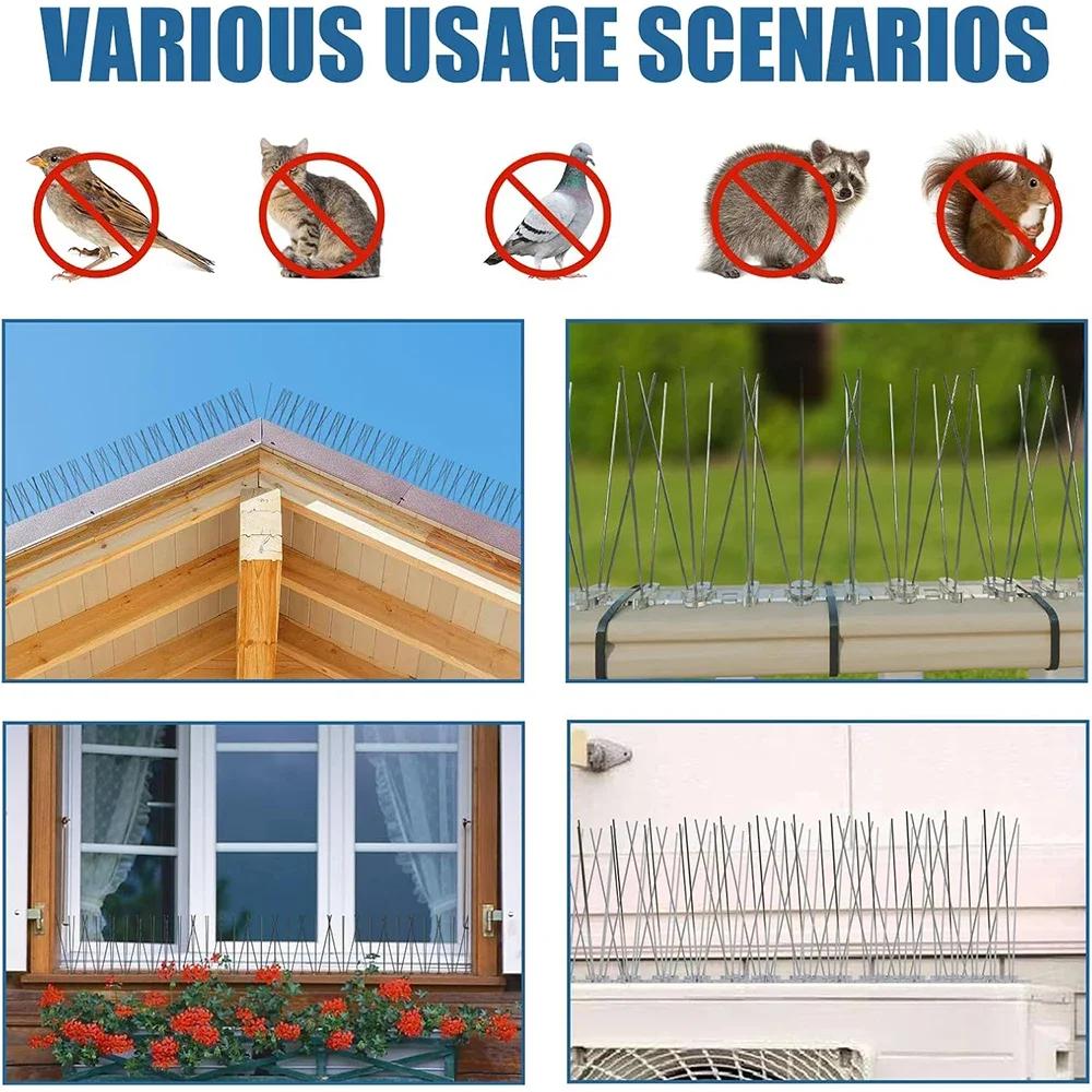 12Pcs Stainless Steel Pigeon Spikes Set - Powerful Bird Repeller for Garden Fence & Roof, Keeps Pigeons, Squirrels & Cats Away