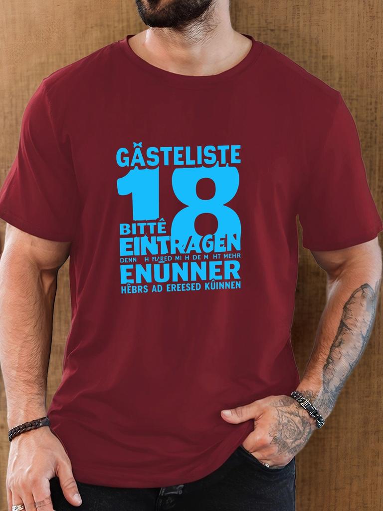 Mens GÄSTELISTE 18 Pattern Cotton Printed TShirt Summer Casual Oversized Round Neck Short Sleeve Comfortable Daily Wear Tee
