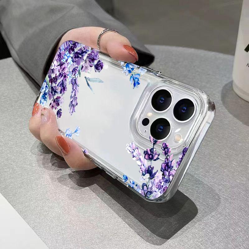 Watercolor Purple Lavender Floral Clear Phone Case for iPhone 17 16 15 14 13 12 11 16E Series Pro Max Plus