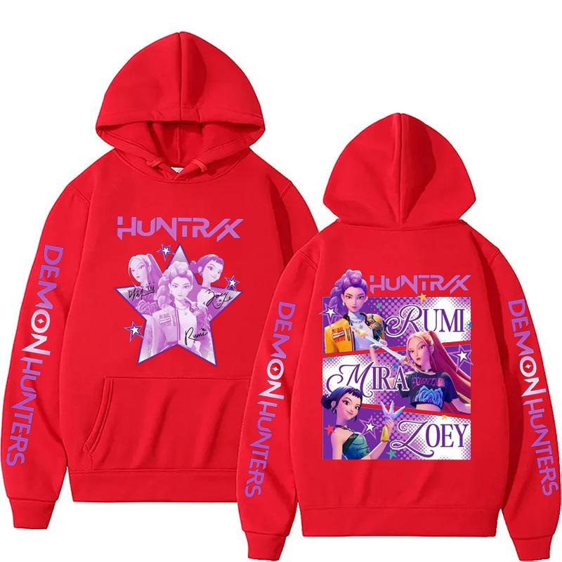 Kpop Demon Hunters Fanmerch Mira Rumi Zoey Huntrix Hoodie Harajuku Pullover Tops Man Woman Sweatshirt Fans Gift