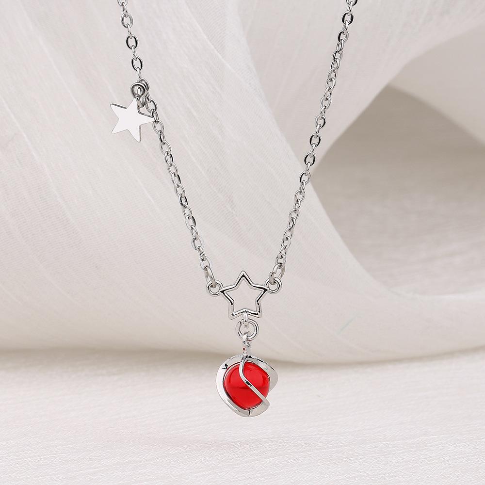 

Ювелирные изделия для женщин, ожерелье с подвеской в ​​виде опаловой звезды для женщин, простое ожерелье с цирконом, женские темпераментные украшения со стразами 40+5cm красный