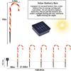 5/8PC Solar LED Candy Cane Light 8 Function Waterproof Suitable For Courtyard And Outdoor Party Christmas Decoration