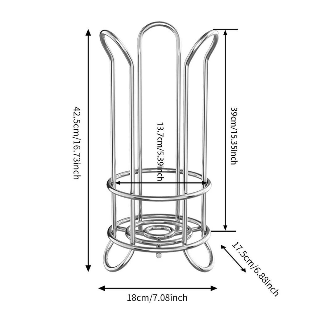 Silver Vertical Paper Towel Holder - Punch-Free Desktop Kitchen Storage Rack