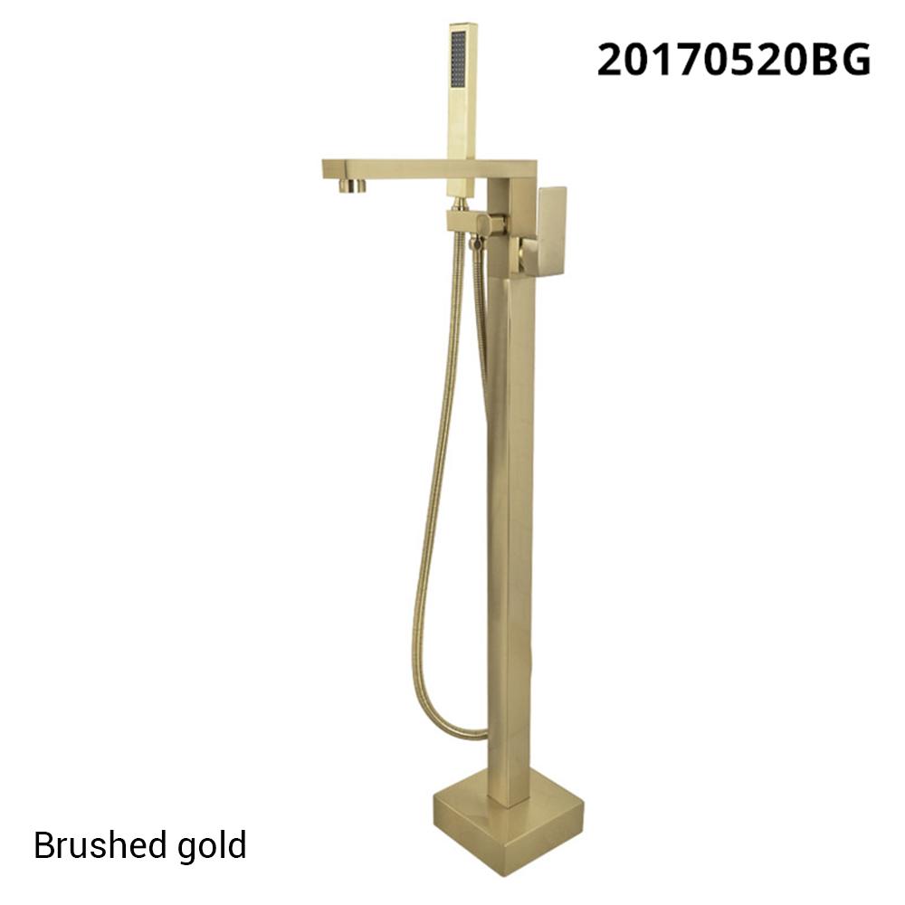 Freestanding Bath Bathtub Filler Faucet Mixer Tap Floor Mounted Matte Black Rose Gold Brushed Square Single Handle Spout Shower
