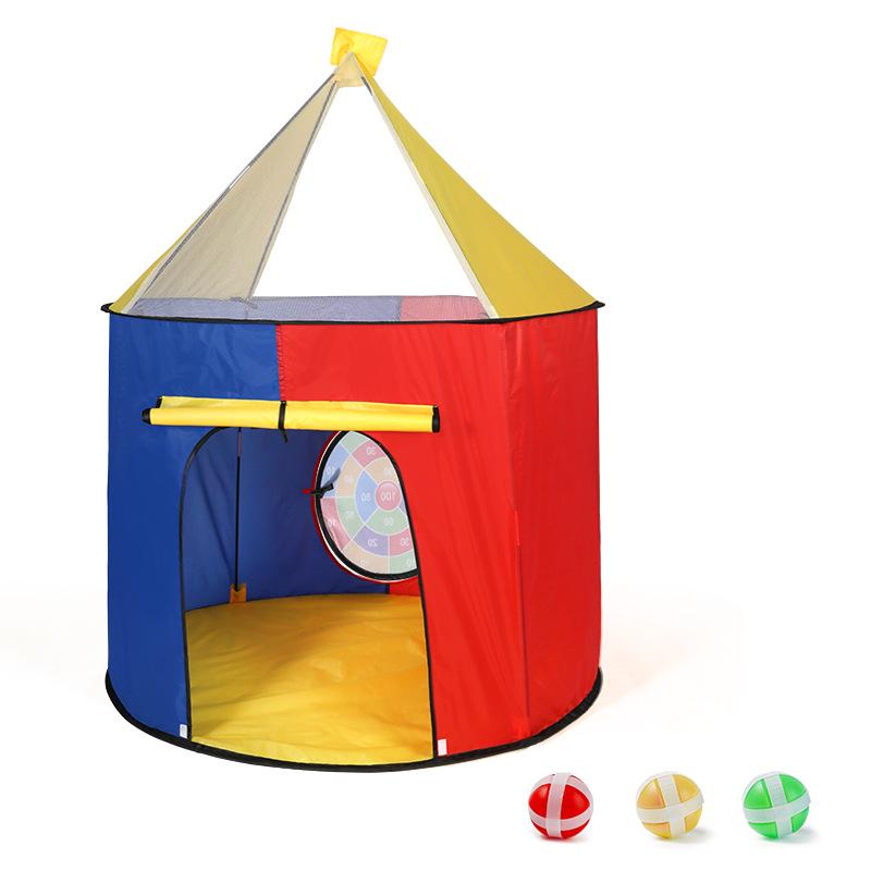 Colorful Children s Foldable Indoor Yurt Tent: Red, Yellow & Blue