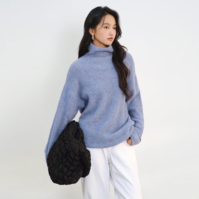 Sinuofude Damen Wollmischung Rollkragenpullover