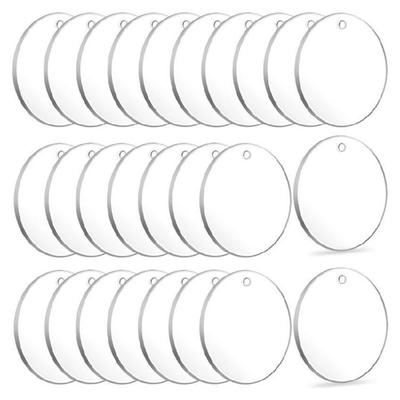 Round Shape Plastic Transparent Keychain Charm Blank for DIY Projects Crafts