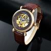 TIME100 Men's Mechanical Watch, Waterproof Skeleton Wristwatch, Easy-to-Read Analog Display, Stylish for Business, Yellow