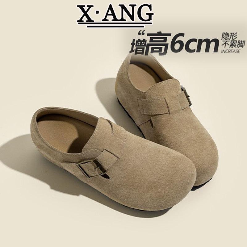 Leather inner height increase all-inclusive women's shoes spring and summer new one-pedal lazy single shoes