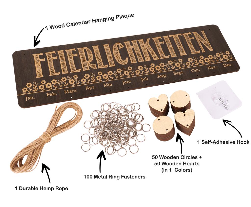 Inkdotpot Wooden Birthday Calendars With Hanging Date Diy Birthday Tracker Plaque Wall Hanging, Farmhouse Décor