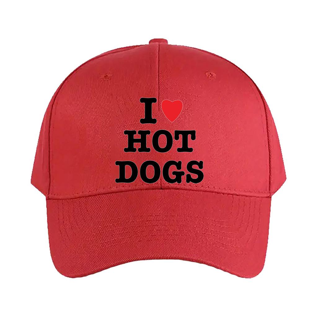 I Love Hot Dogs Woman Man Summer Baseball Cap Adjustable with Curved Brim Duckbill Cap Protection Sun Hats